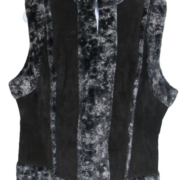 Dress Barn Leather Faux Fur Vest XL - Picture 2 of 5